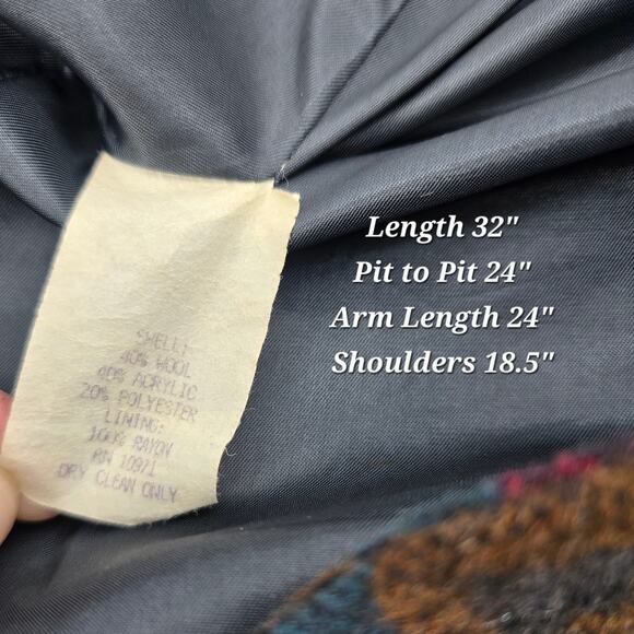 Vintage 90's Braetan Wool Blend Southwestern Blazer Jacket – XL - Picture 4 of 4